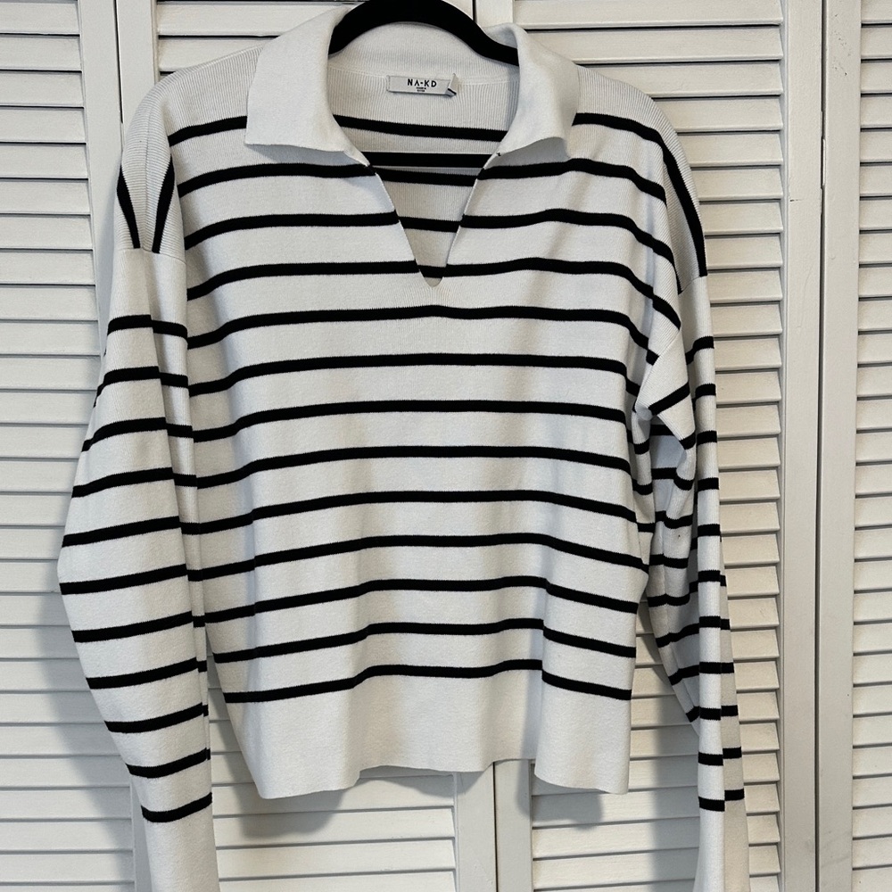 Navy and White Striped Sweater